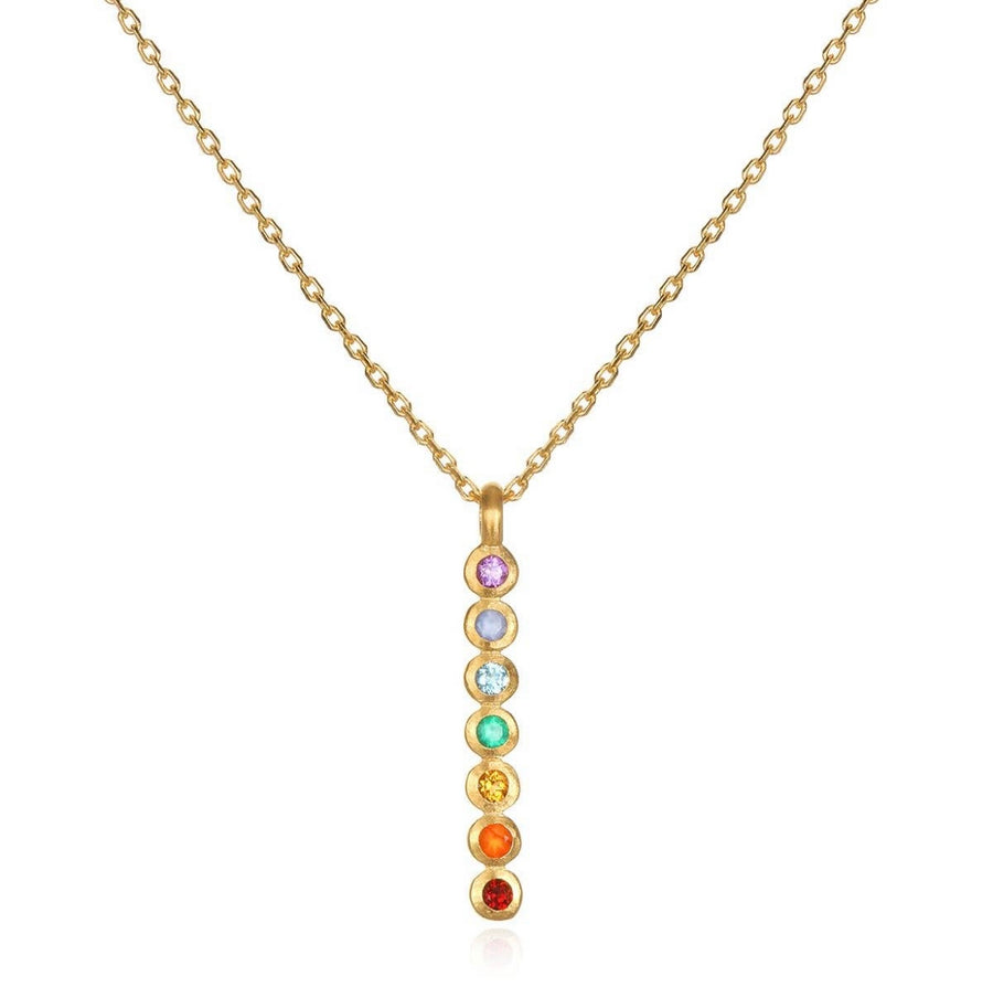 Multi Stone Chakra Stick Necklace